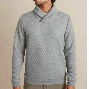 Marine Layer Corbet Quilted Shawl Collar Pullover in Light Heather Gray Medium